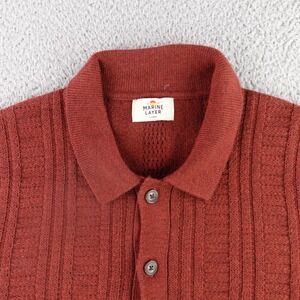 Marine Layer Button Down Polo Cardigan Mens Large Red Ribbed Merino Huckberry